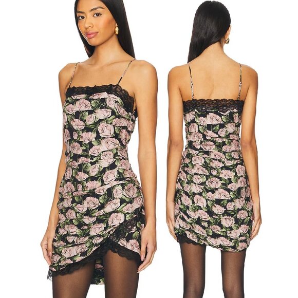 NWT FOR LOVE AND LEMONS FALLEN ROSE PRINT SLEEVELESS MINI DRESS SIZE S